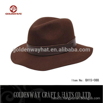 Winter Brown Fedora Hat With Strap